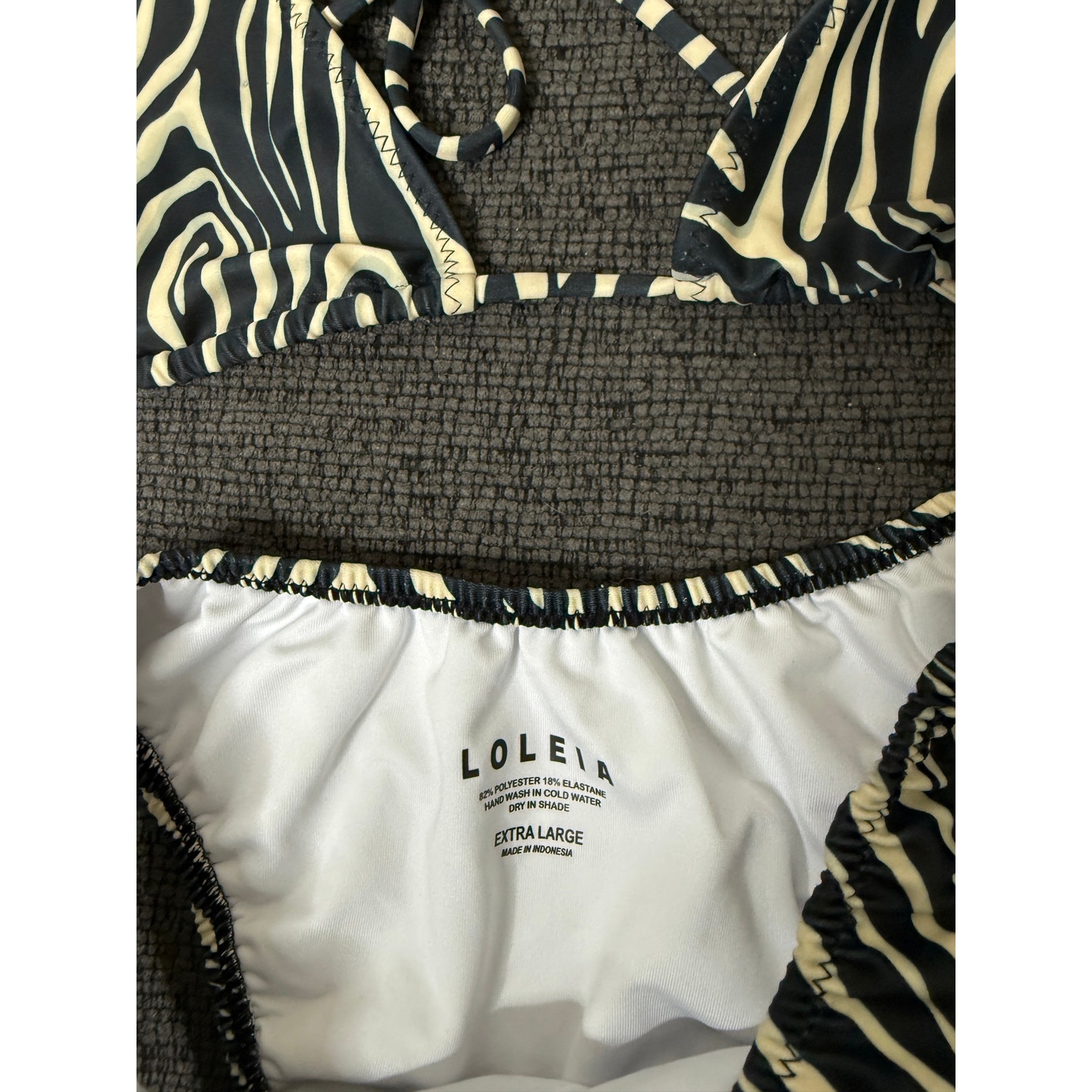 Loleia Zebra Print Triangle String Bikini Set M/Xl Animal Print — image 4 of 7
